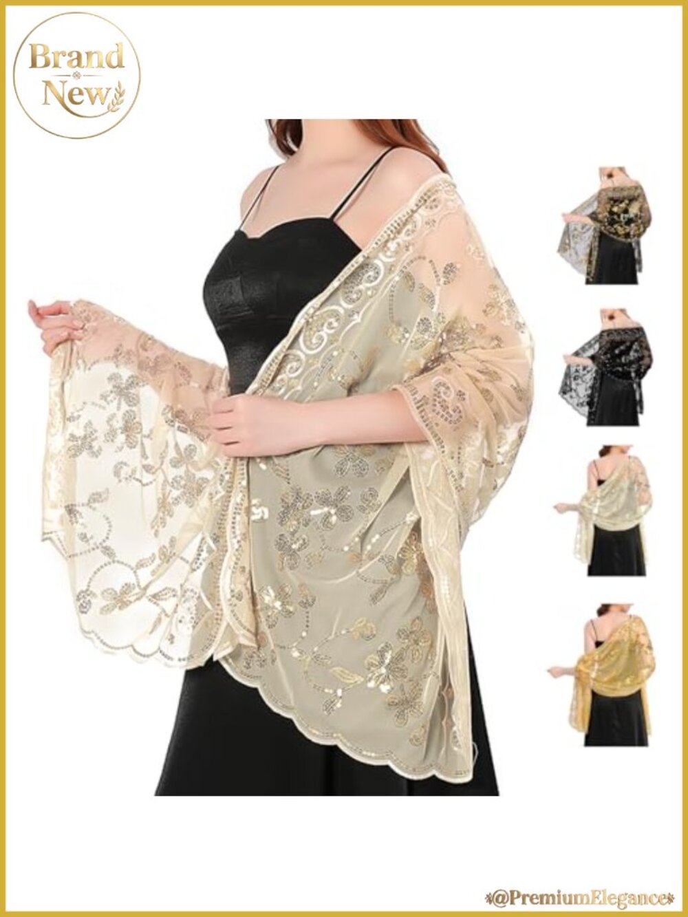 Sequin Sheer Mesh Shawl Wrap Women Sparkly 1920s Style Evening Coverup